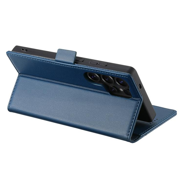 Funda de cuero con tapa magnética y costuras RFID para Samsung Galaxy S22 Ultra 5G N.BEKUS P3 (azul)