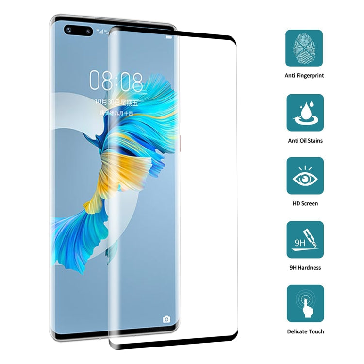 Para Huawei Mate 40 Pro + 9H 3D HD Película de vidrio templado con borde curvo