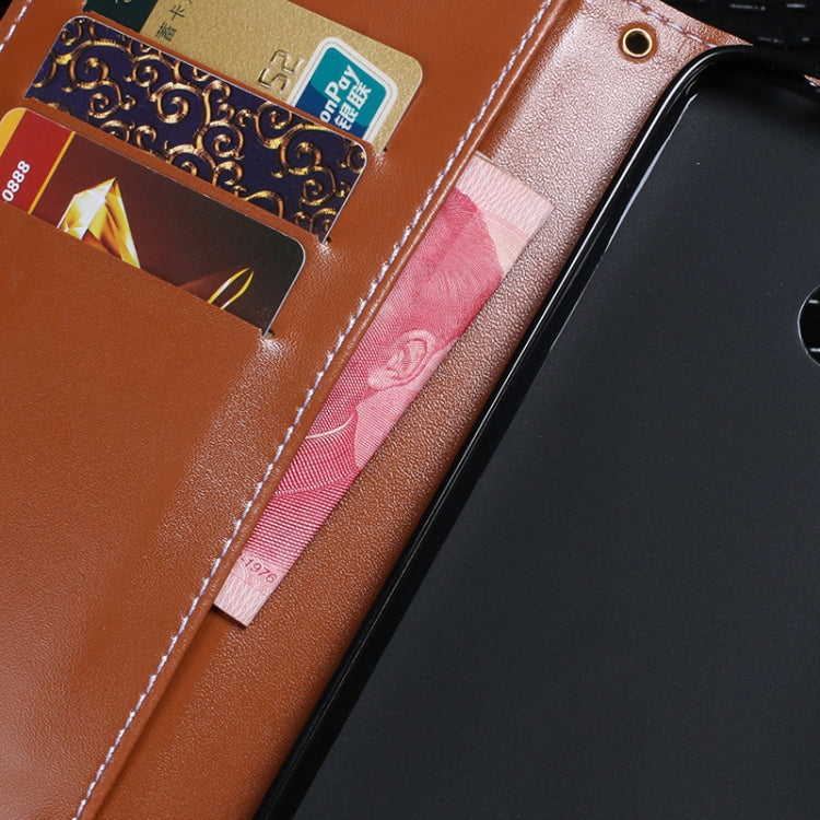 Para Motorola Moto G9 idewei Funda de cuero con tapa horizontal con textura de cocodrilo con soporte, ranuras para tarjetas y billetera (azul oscuro)