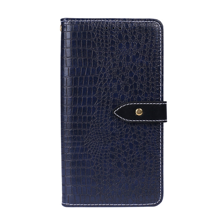 Para Motorola Moto G9 Plus idewei Funda de cuero con tapa horizontal con textura de cocodrilo con soporte, ranuras para tarjetas y billetera (azul oscuro)