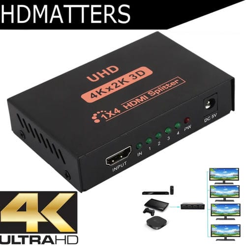 Divisor HDMI Cy10 UHD 4K x 2K 3D 1 x 4 con Enchufe del Reino Unido