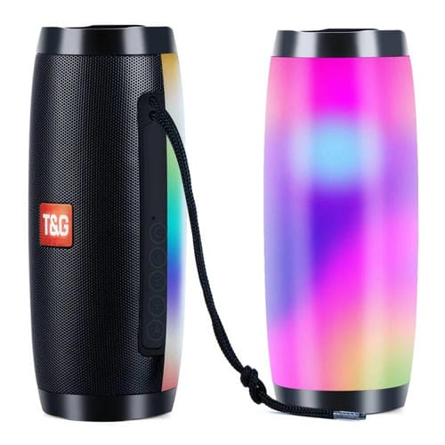 Mini Altavoz Bluetooth T & G Tg157 Bluetooth 4.2 Inalámbrico Portátil con Melody Colorful Lights (Negro)