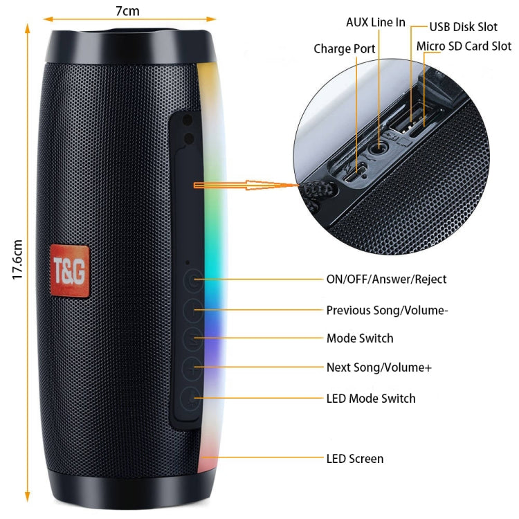 Mini Altavoz Bluetooth T & G Tg157 Bluetooth 4.2 Inalámbrico Portátil con Melody Luces (Verde)
