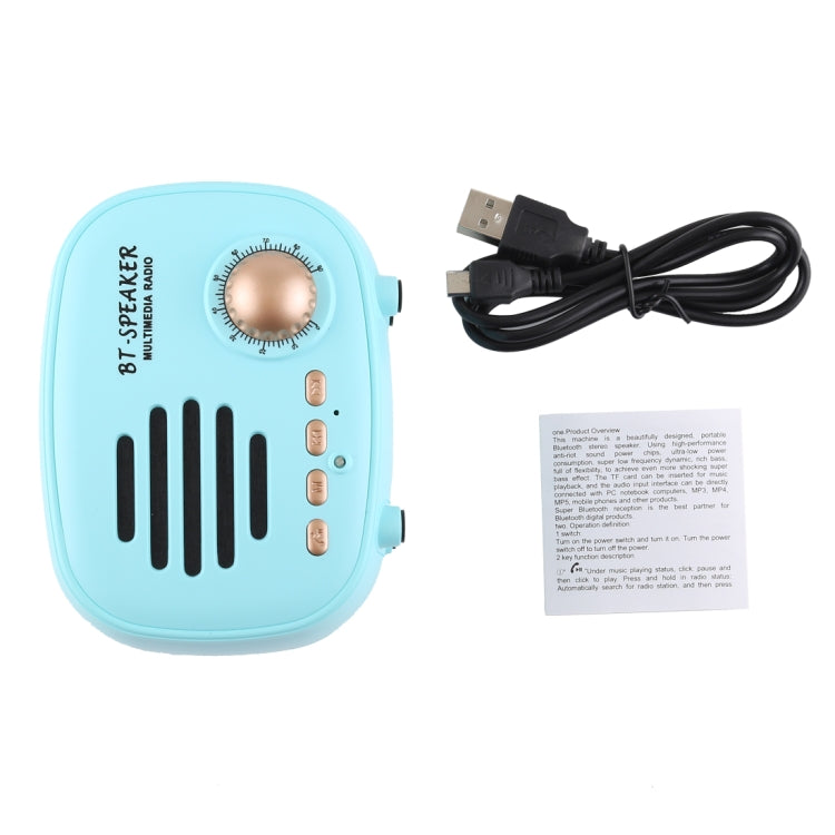 Mini Altavoz Bluetooth Q108 Retro Soporte Manos Libres Tarjeta TF Disco U FM (Azul)