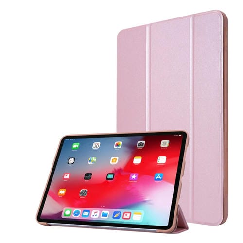 Funda para Tableta Cuero PC Pu con Soporte Tres Plegables (Oro Rosa)