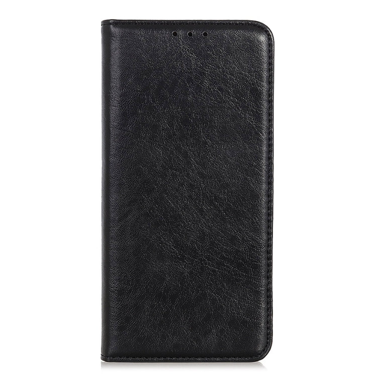 Funda de Cuero para iPhone 11 con Tapa Horizontal Textura Caballo Loco Magnético Soporte y Ranuras para Tarjetas y Billetera (Negro)