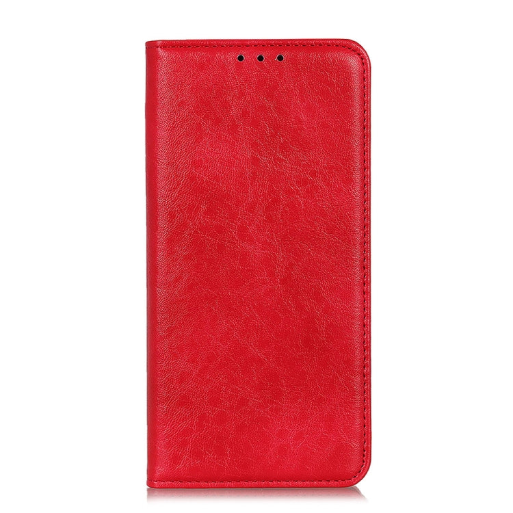 Funda de Cuero para iPhone 11 con Tapa Horizontal Textura Caballo Loco Magnético Soporte Ranuras Tarjetas Billetera (Rojo)