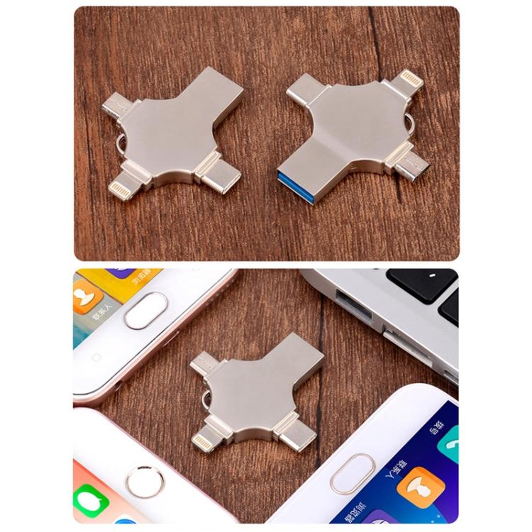 Disco Flash Cross 8GB 8 Pin + Micro USB + USB-C + USB 3.0 Metal (Plata) 4 en 1