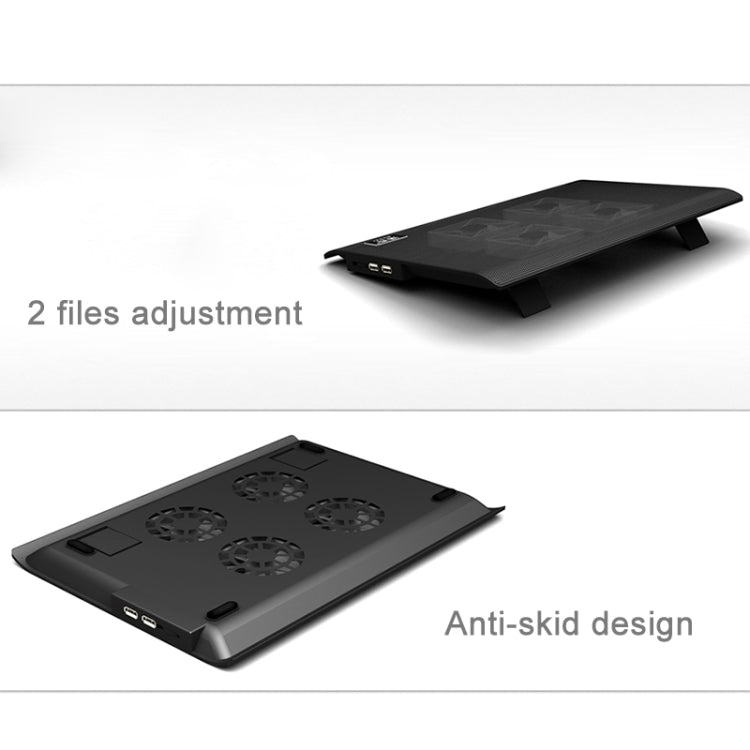 Base de enfriamiento NUOXI L112A para computadora portátil con 4 ventiladores y velocidad ajustable USB (Negro)