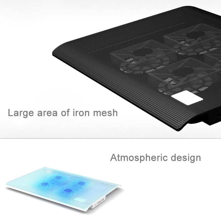 Base de enfriamiento NUOXI L112A para computadora portátil con 4 ventiladores y velocidad ajustable USB (Negro)