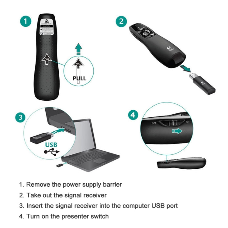 Presentador Inalámbrico Logitech R400 2.4Ghz Control Remoto para PPT