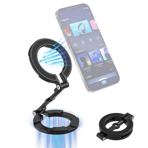 Soporte magnético plegable para teléfono MagSafe de doble cabezal (negro)