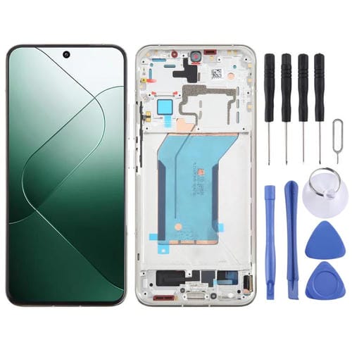 Schermo Completo Originale AMOLED con Cornice per Xiaomi 14 (Argento)