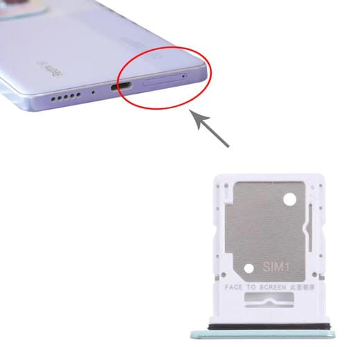 Plateau Carte SIM + SIM/Micro SD Xiaomi Redmi Note 14 5G (Vert Clair) (10 Unités)