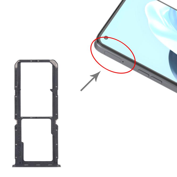 Bandejas para tarjeta SIM original (10 unidades) + bandeja para tarjeta SIM + bandeja para tarjeta Micro SD (negra) para OPPO Reno7 4G CPH2363