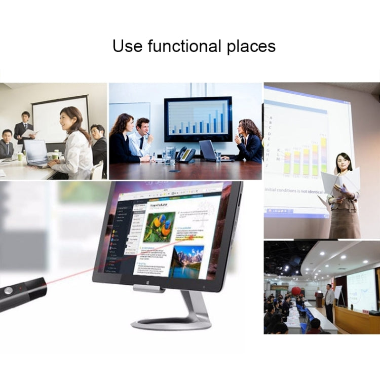 Control Remoto Presentación Multimedia Pp-1000 Powerpoint Clicker 2.4Ghz RF Puntero Láser con Receptor USB (Negro)