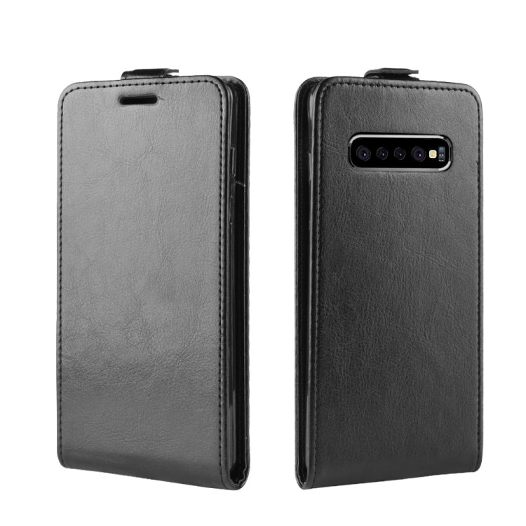 Estuche de cuero de TPU con tapa vertical estilo empresarial para Galaxy S10 +, con ranura para tarjeta (negro)