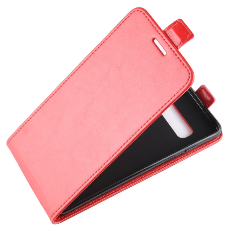 Estuche de cuero de TPU con tapa vertical estilo empresarial para Galaxy S10 +, con ranura para tarjeta (rojo)