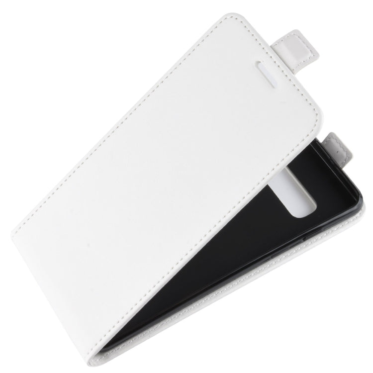 Estuche de cuero de TPU con tapa vertical de estilo empresarial para Galaxy S10 +, con ranura para tarjeta (blanco)