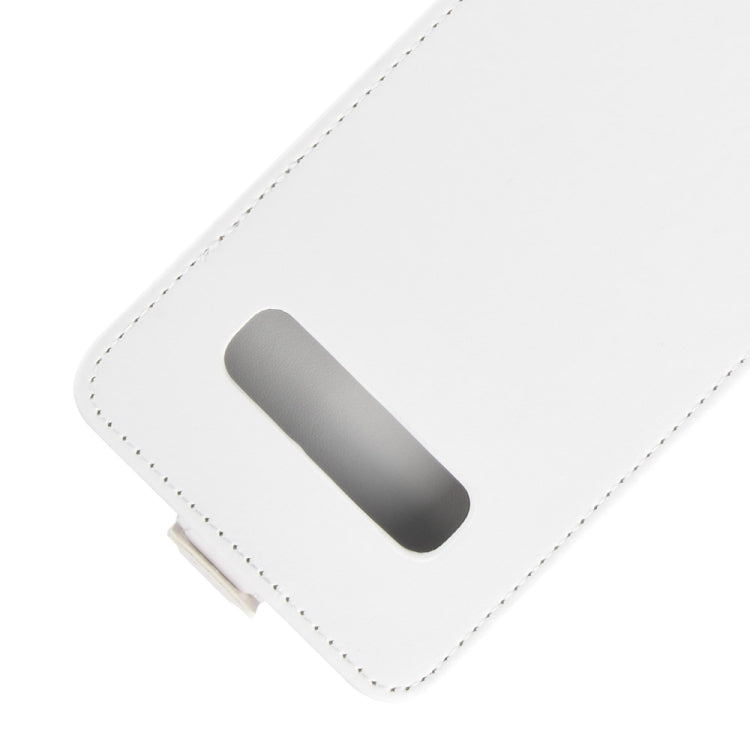 Estuche de cuero de TPU con tapa vertical de estilo empresarial para Galaxy S10 +, con ranura para tarjeta (blanco)