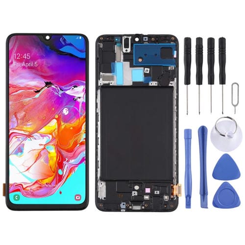 Schermo TFT LCD Samsung Galaxy A70 con Cornice (Nero) - Non Compatibile con Impronte