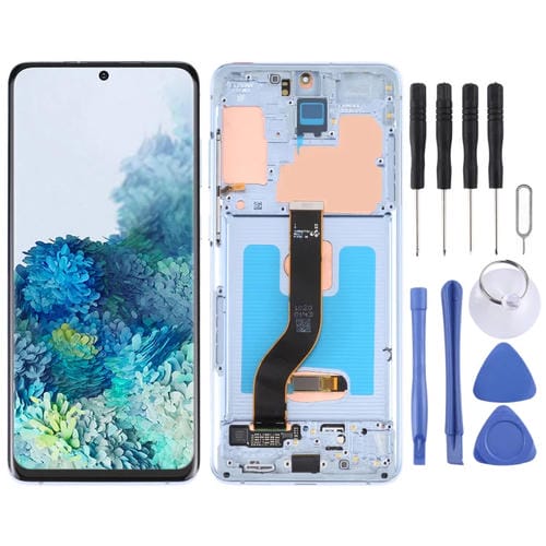 Super AMOLED Samsung Galaxy S20+ 5G SM-G986B/G985 LCD Screen with Frame (Blue)