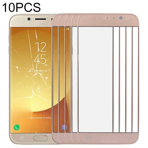 Lente de Vidro Exterior do Ecrã Samsung Galaxy J7 / J730 (Ouro) - Pacote de (10 Peças)