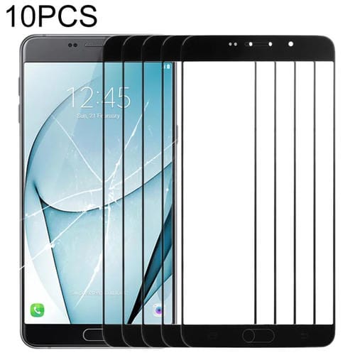 Glass Lens Outer Front Screen Samsung Galaxy A9 A900 (Black) - (10 Pieces)