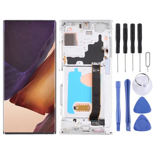 LCD-Bildschirm Super AMOLED Samsung Galaxy Note 20 Ultra SM-N986 5G mit Rahmen (Silber)
