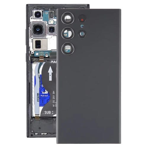 Rückseite des Akkudeckels aus Glas Samsung Galaxy S23 Ultra SM-S918 mit Kameraobjektiv (Schwarz)