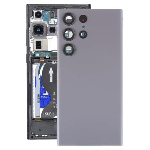 Rückseite des Akkudeckels aus Glas Samsung Galaxy S23 Ultra SM-S918 mit Objektivabdeckung (Grau)