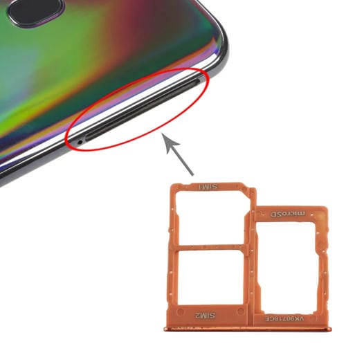 SIM Card and Micro SD Tray Samsung Galaxy A40 (Orange)