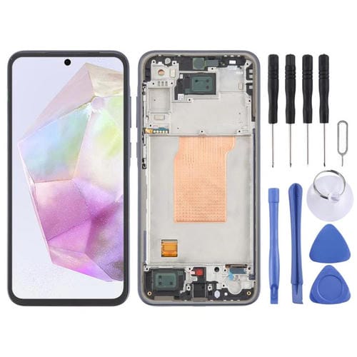 LCD-Bildschirm Samsung Galaxy A35 SM-A356B und Rahmen (Blau)