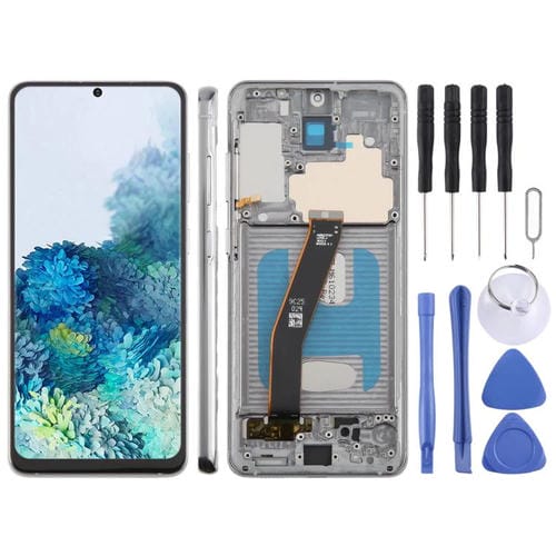 Pantalla LCD TFT de 6,12 pulgadas para Samsung Galaxy S20 4G SM-G980F, digitalizador completo con marco, sin identificación de huellas dactilares (gris)