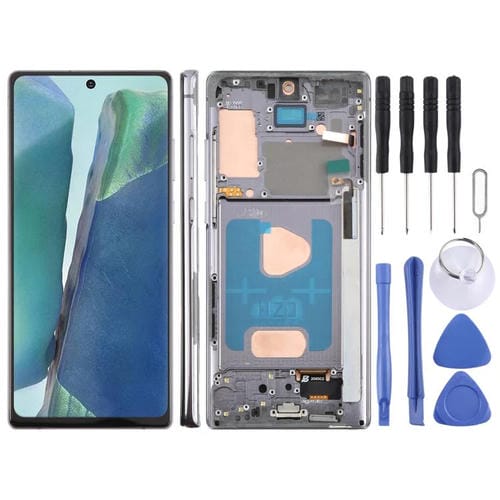 Pantalla LCD TFT de 6,6 pulgadas para Samsung Galaxy Note20 SM-N980F, digitalizador completo con marco, sin identificación de huellas dactilares (gris)