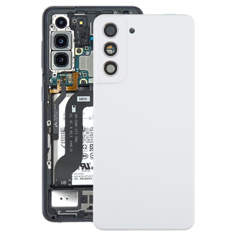 Carcasa trasera con tapa para lente de cámara para Samsung Galaxy S21 FE SM-G990B (blanca)
