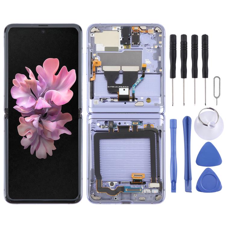 Pantalla LCD digitalizadora completa con marco para Samsung Galaxy Z Flip SM-F700 (morado)