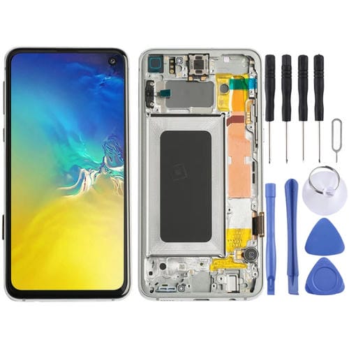 Ecrã LCD Super AMOLED Samsung Galaxy S10e com Moldura (Prateada)