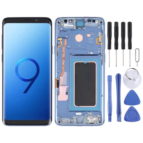 Écran LCD Super AMOLED Samsung Galaxy S9 G960F DS G960U G960W G9600 avec cadre (Bleu)