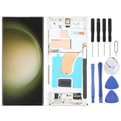 Vollbild-OLED-Display mit Rahmen Samsung Galaxy S23 Ultra 5G SM-S918U US Edition 6,78" (Silber)