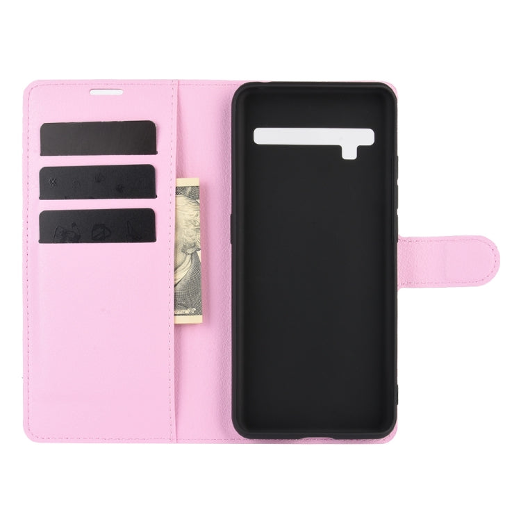 Funda Protectora para TCL 10 Pro con Tapa Horizontal, Textura Litchi, Soporte, Ranuras para Tarjetas y Billetera (Rosa)