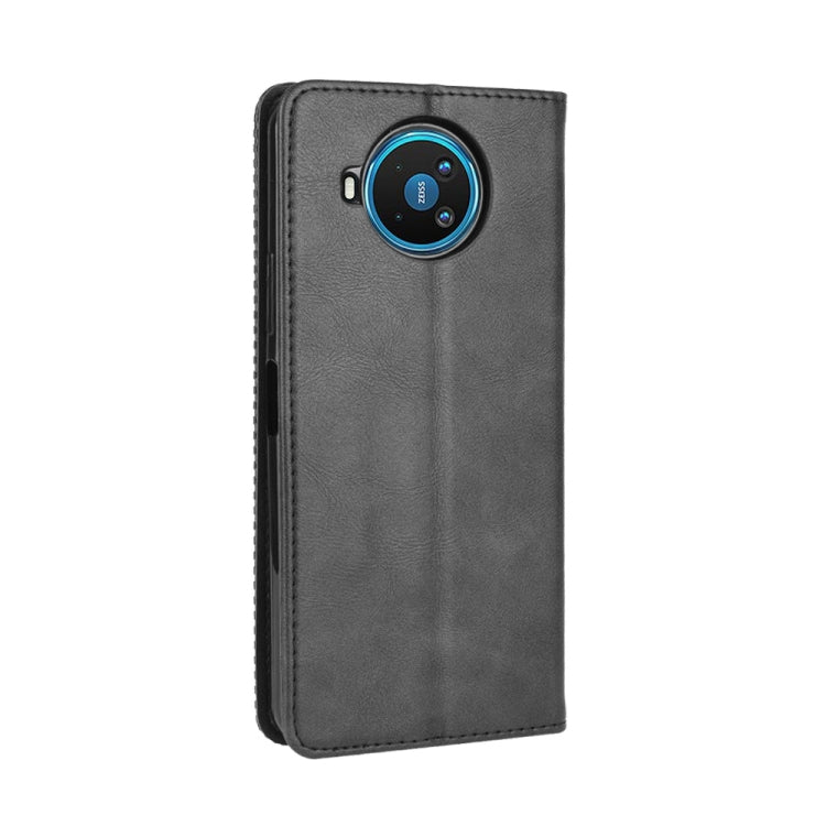 Para Nokia 8.3 5G Hebilla magnética Retro Crazy Horse Texture Funda de cuero con tapa horizontal, con soporte, ranuras para tarjetas y marco de fotos (negro)