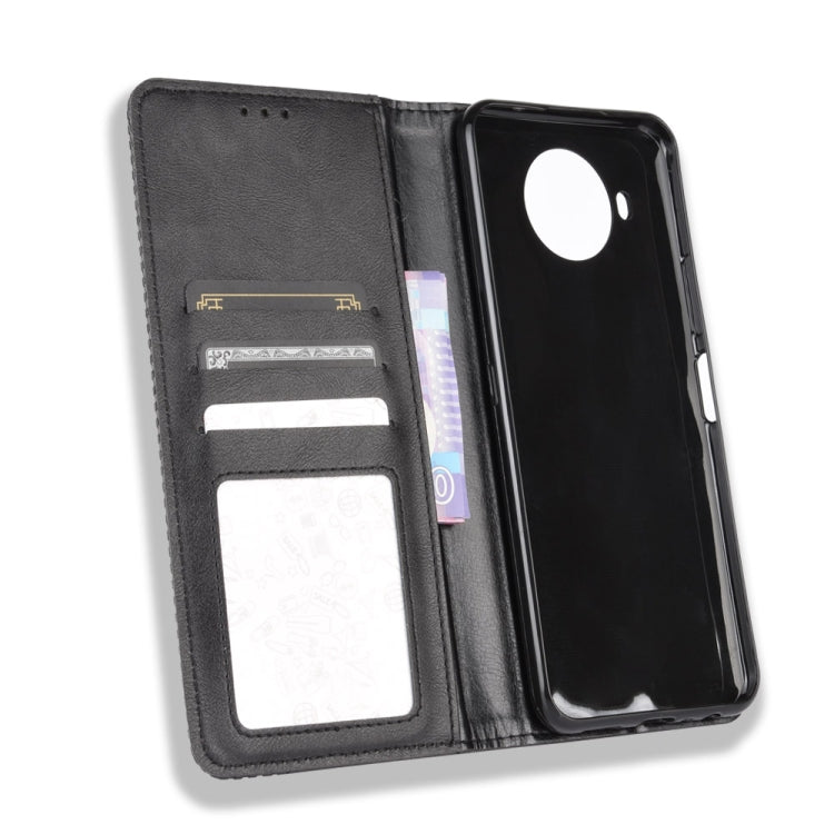 Para Nokia 8.3 5G Hebilla magnética Retro Crazy Horse Texture Funda de cuero con tapa horizontal, con soporte, ranuras para tarjetas y marco de fotos (negro)