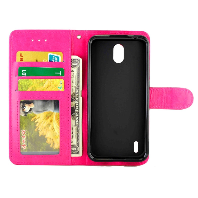 Para Nokia 1.3 Funda protectora con tapa horizontal de cuero con textura de caballo loco con soporte y ranuras para tarjetas, billetera y marco de fotos (Magenta)
