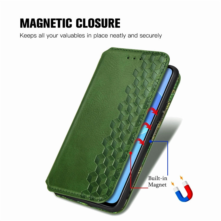 Para Huawei Honor 30 Lite Estuche de cuero PU magnético con rejilla cúbica presionada horizontal con soporte, ranuras para tarjetas y billetera