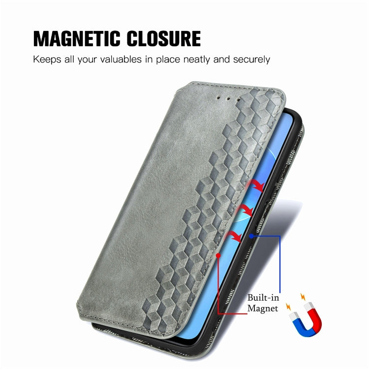 Para Huawei Honor 30 Lite Estuche de cuero PU magnético con rejilla cúbica presionada horizontal con soporte, ranuras para tarjetas y billetera