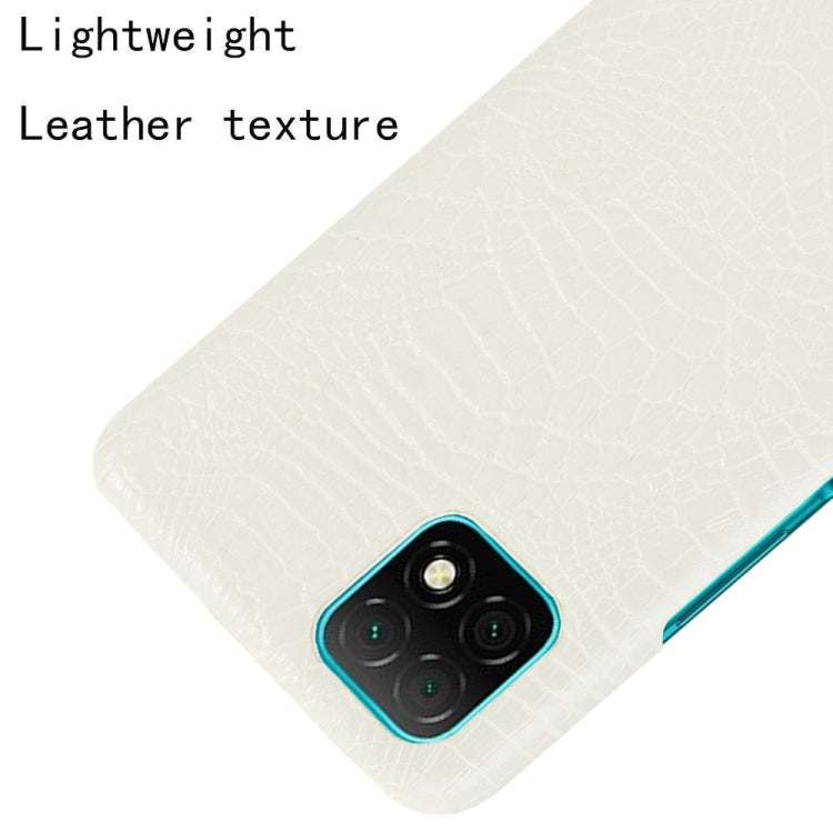 Para Huawei Enjoy 20 Funda PC + PU con textura de cocodrilo a prueba de golpes (blanco)