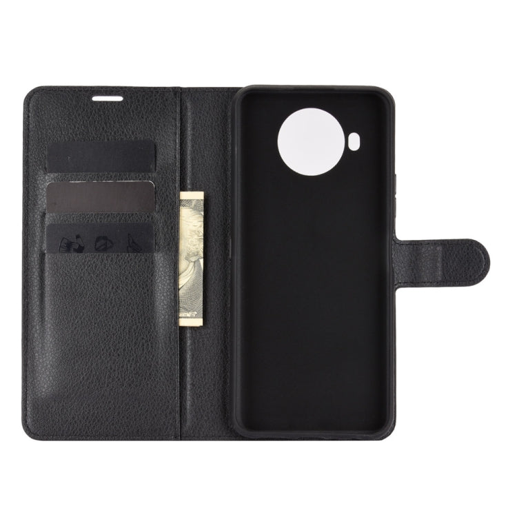 Para Nokia 8.3 5G Litchi Texture Funda protectora con tapa horizontal con soporte, ranuras para tarjetas y billetera (negro)