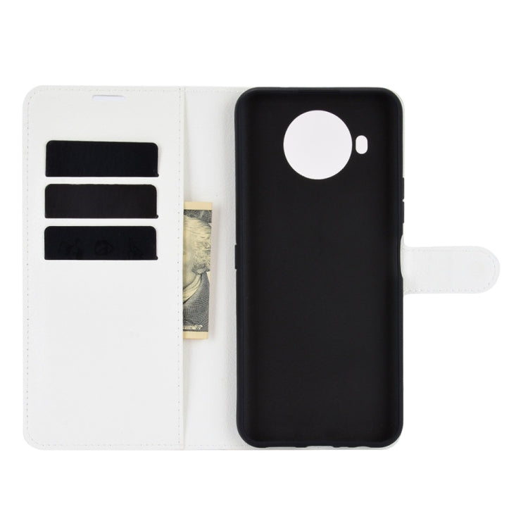 Para Nokia 8.3 5G Litchi Texture Funda protectora con tapa horizontal con soporte, ranuras para tarjetas y billetera (blanco)