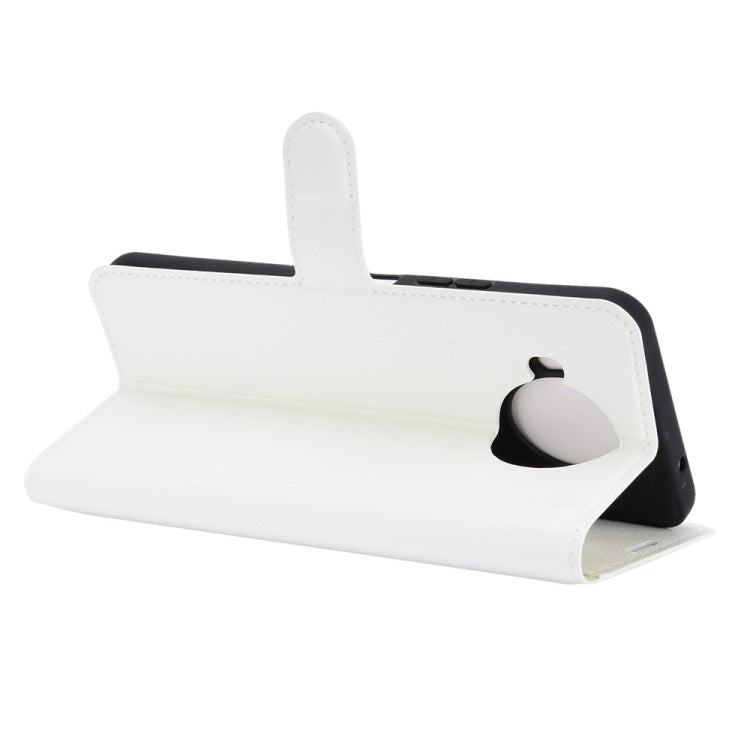 Para Nokia 8.3 5G Litchi Texture Funda protectora con tapa horizontal con soporte, ranuras para tarjetas y billetera (blanco)